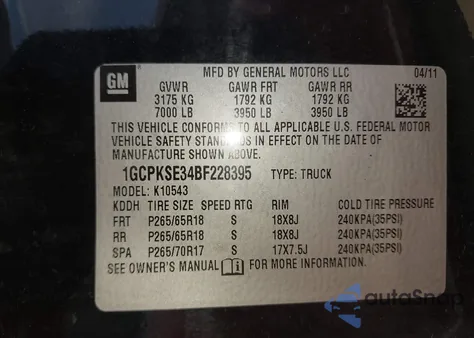 2011 Chevrolet Silverado 1500 Lt from USA, damaged, VIN 1GCPKSE34BF228395